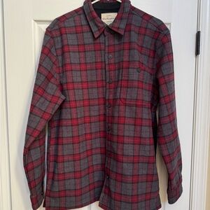 Red and Gray Plaid Button-Up Shirt
